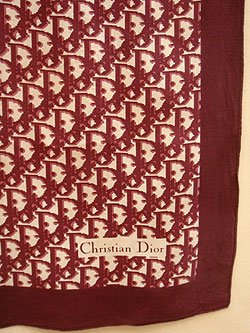 画像1: "Dior" burgundy monogram scarf