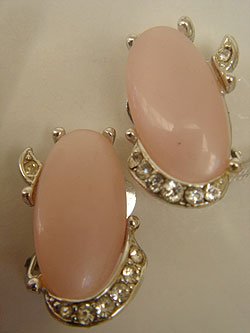 画像1: "KRAMER" pink/rhinestone earring
