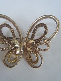 画像1: gold butterfly brooch