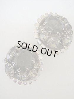 画像1: silver & gray rhinestone earring