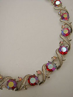 画像1: red rhinestone necklace