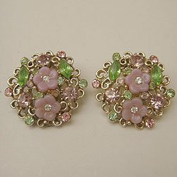 画像1: "BSK" purple & green flower earring