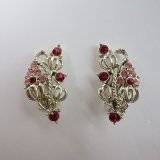 red & pink rhinestone earring