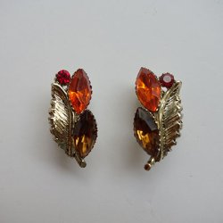 画像2: rhinestone leaf earring