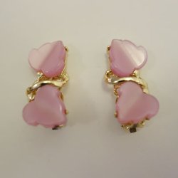 画像1: 1950's pink leaf earring