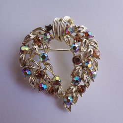 画像1: rhinestone heart brooch