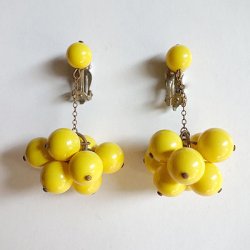 画像1: 1960's yellow ball earring