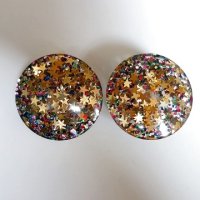 1950's big lucite lame earring