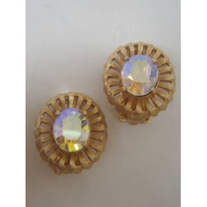 画像: gold & aurora rhinestone earring