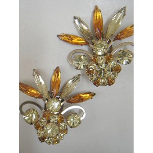 画像: "Judy Lee" yellow rhinestone earring