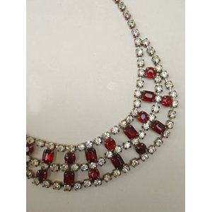 画像: clear & red rhinestone necklace