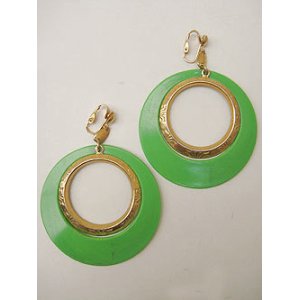 画像: green & gold hoop earring