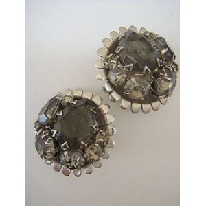 画像: silver & gray rhinestone earring