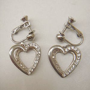 画像: rhinestone heart earring