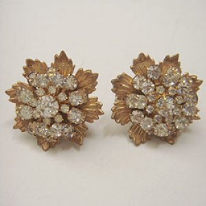 画像: "MIRIAM HASKELL" rhinestone flower earring