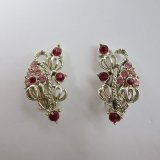 画像: red & pink rhinestone earring