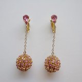 画像: pink rhinestone ball earring