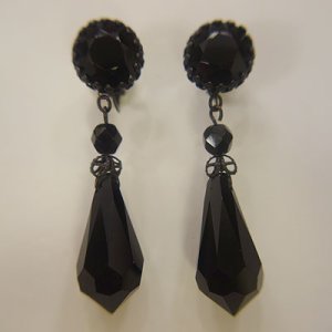 画像: "MIRIAM HASKELL" black glass beads earring