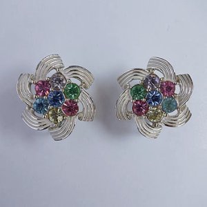 画像: multi color rhinestone earring