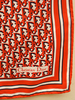 画像1: "Dior" red monogram scarf