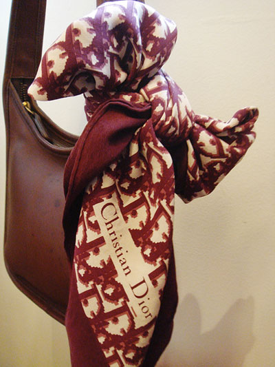 画像: "Dior" burgundy monogram scarf