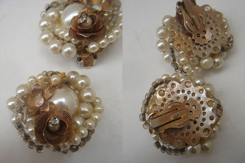 画像: pearl & flower big earring