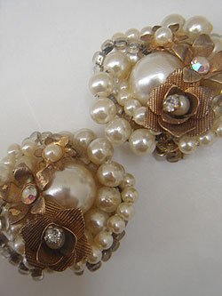 画像1: pearl & flower big earring