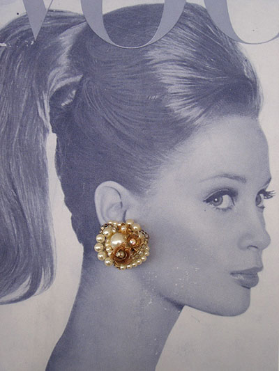 画像: pearl & flower big earring
