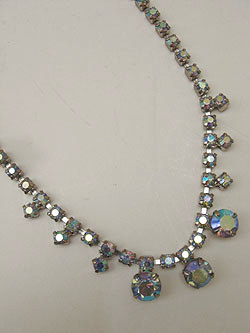 画像1: rhinestone blue necklace