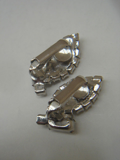 画像: rhinestone leaf design earring