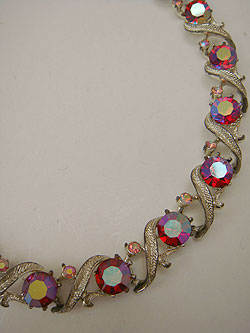 画像1: red rhinestone necklace