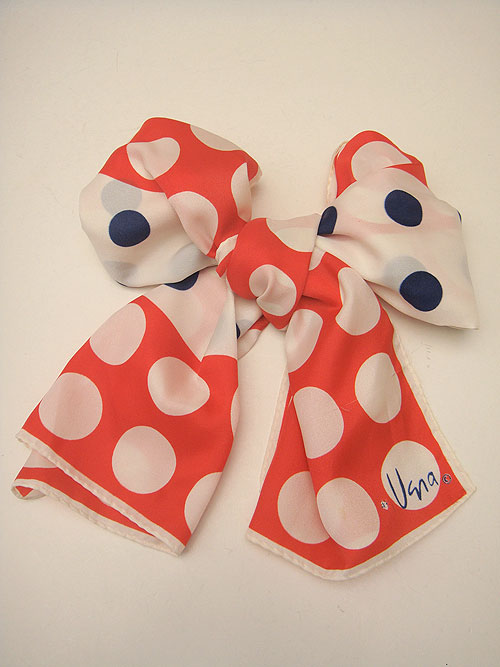 画像: "Vera" red & blue dot long scarf