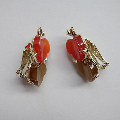 画像4: scarlet and brown leaf earring