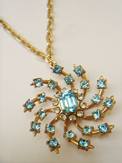 画像1: light blue rhinestone necklace