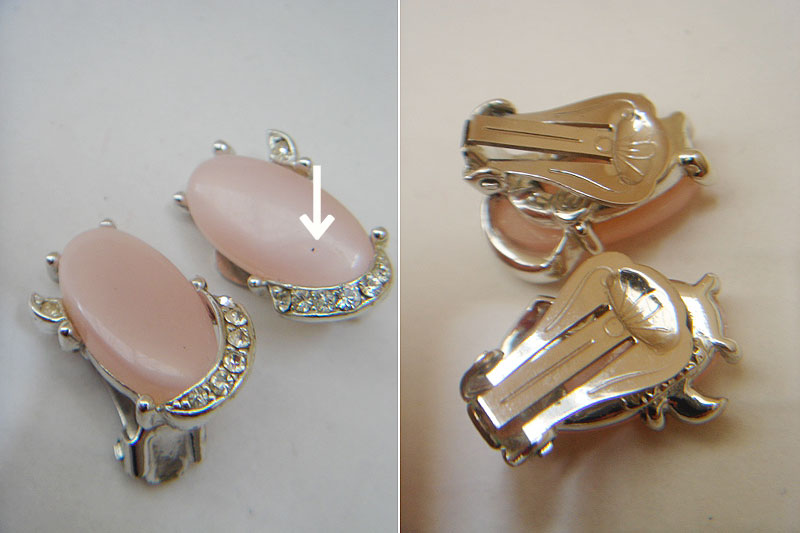 画像: "KRAMER" pink/rhinestone earring